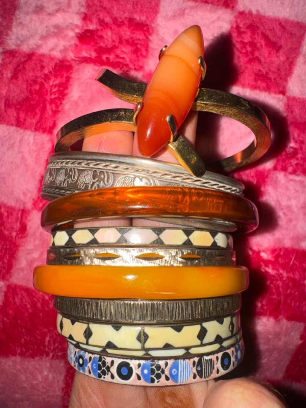 Stackable Mixed Metal and Resin Bangle Bracelet Lot - Picture 2 of 4